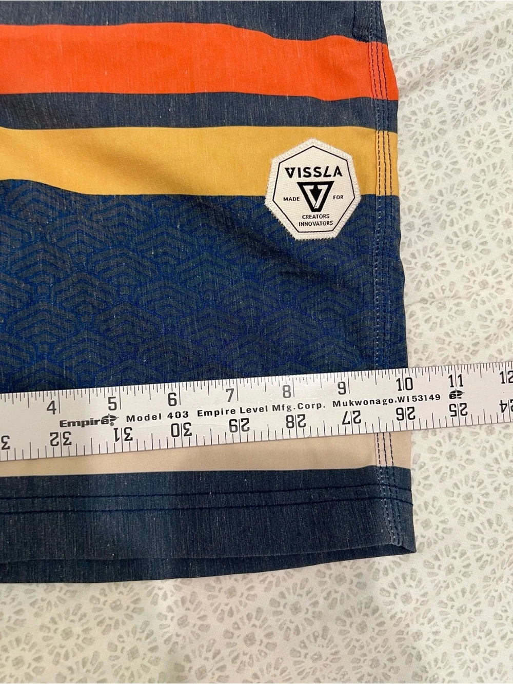 Vissla Boardshorts Men’s Size 27 Striped Upcycled Coconut Poly Swim Trunks